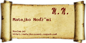 Matejko Noémi névjegykártya